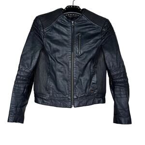 Levi's Black Full Zip Sheepskin Moto Jacket XS